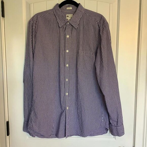 J.Crew Tailored Fit Men's Gingham Shirt - Purple - Size L - Picture 1 of 5